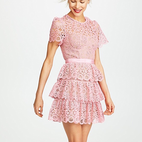 self portrait pink lace dress